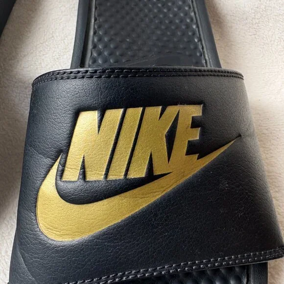 Nike Benassi JDI Slides Black and Gold - Picture 8 of 8